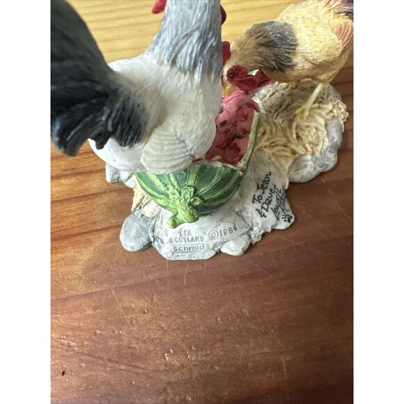 Lowell Davis Vintage 1984 Too Good to Waste on Kids Figurine Chickens Signed - Picture 5 of 7